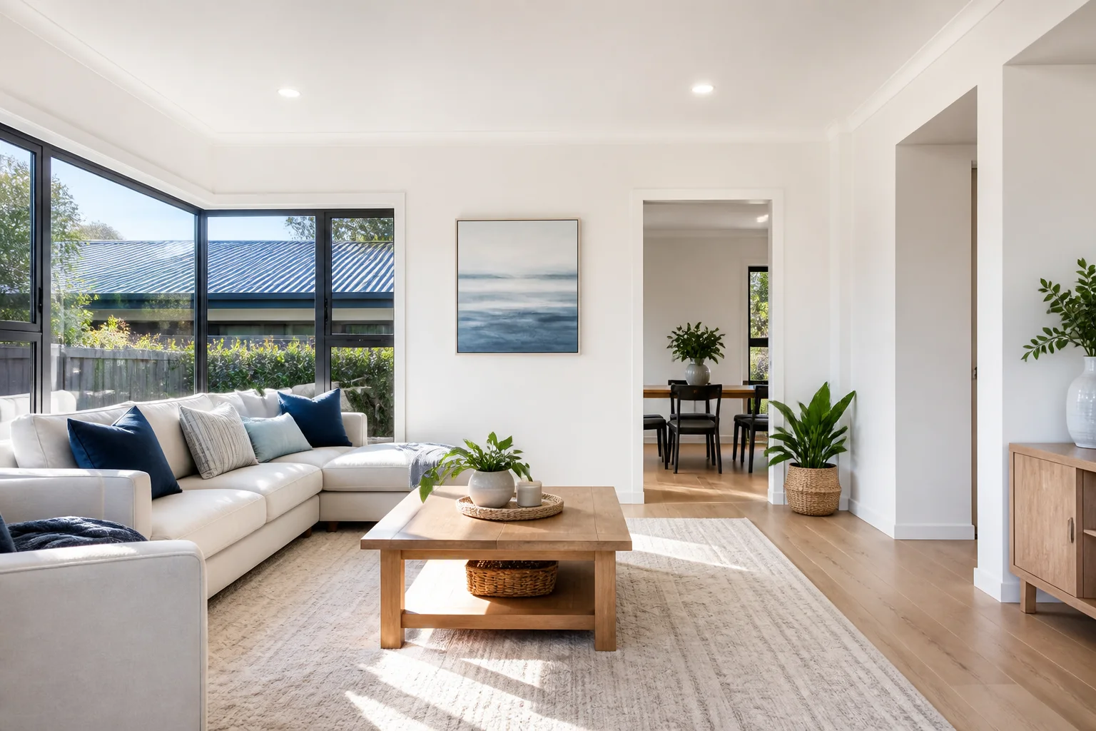 Freshly painted modern New Zealand living room