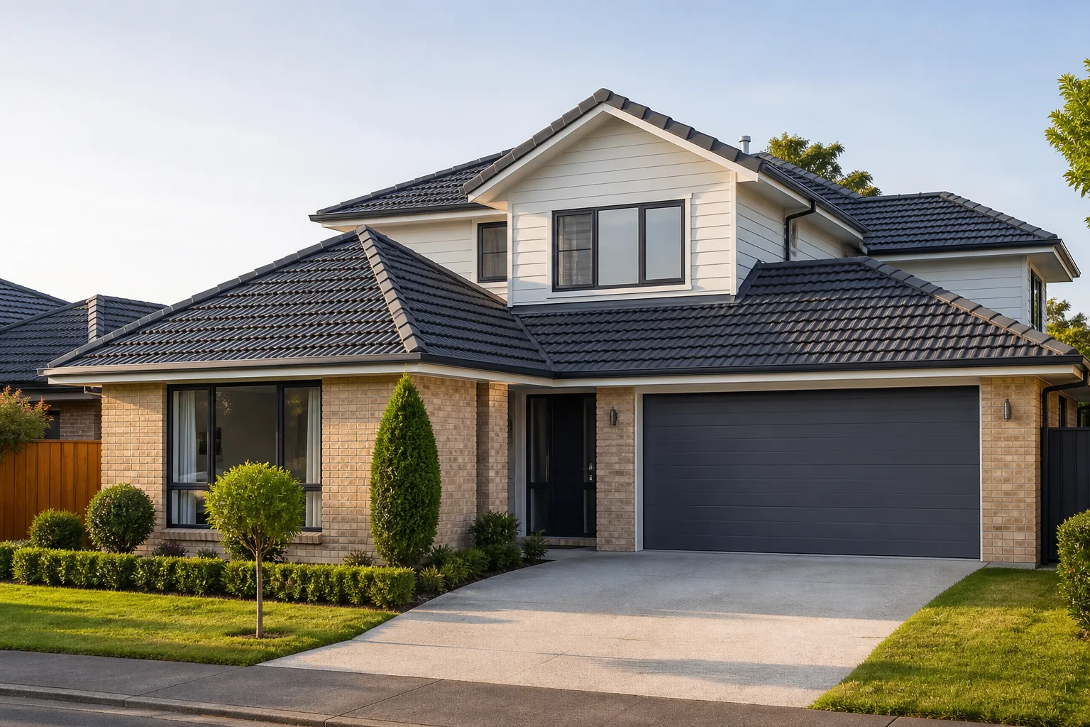 Finished brick Hamilton home protected by professional painting cover
